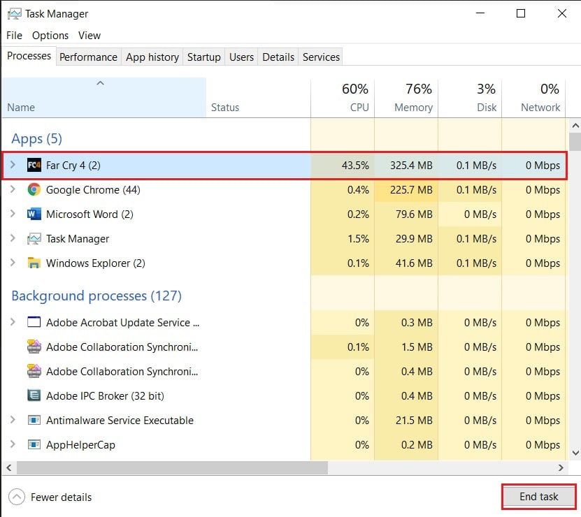 选择您要关闭的游戏并点击结束任务|修复 Steam 认为游戏运行错误