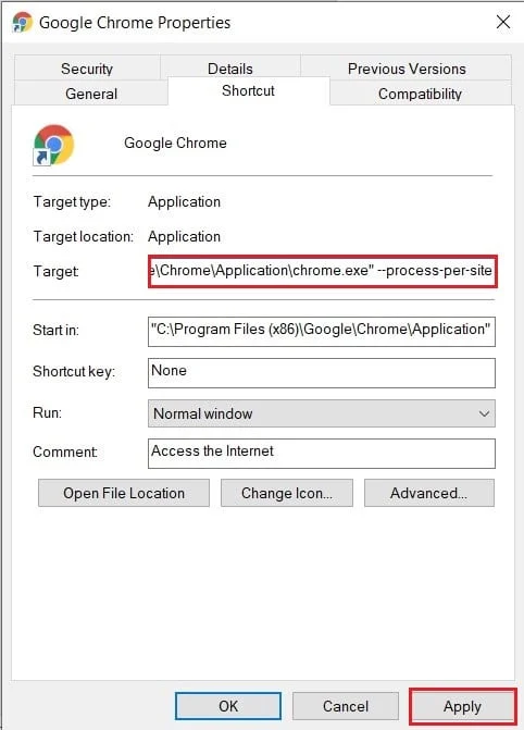 entrez --process-per-site | Correction de plusieurs processus Google Chrome en cours d'exécution