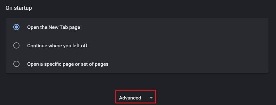 cliquez sur avancé en bas de la page des paramètres | Correction de plusieurs processus Google Chrome en cours d'exécution