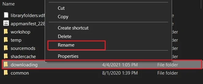 Klik kanan pada folder unduhan dan ganti namanya