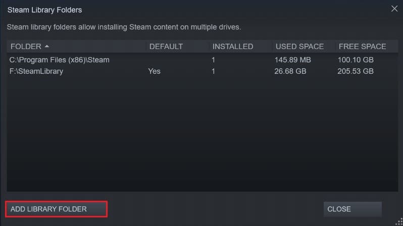 Di jendela folder perpustakaan Steam, klik tambahkan folder perpustakaan