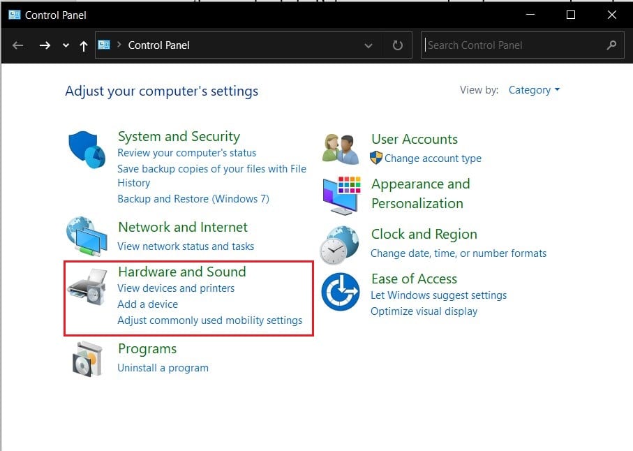 Dans le panneau de configuration, cliquez sur matériel et son