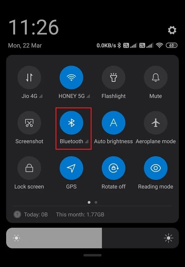 Cliquez sur l'icône Bluetooth pour le désactiver