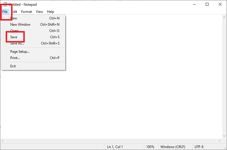 转到记事本中的文件菜单，然后选择保存 |修复 Fallout 4 Mods 不工作