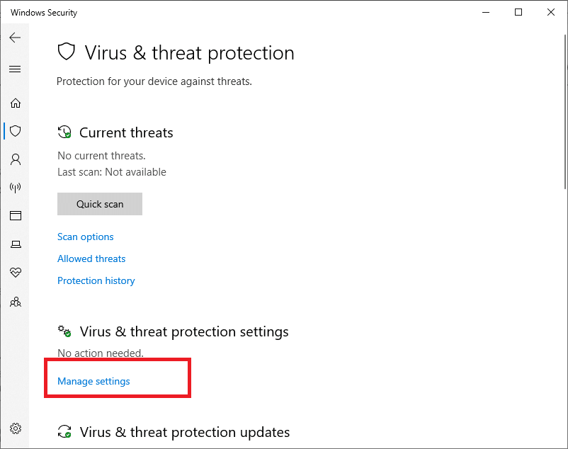 单击管理设置按钮。