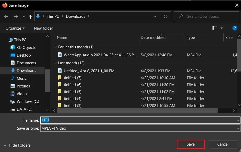 Nommez le fichier et enregistrez-le sur votre PC
