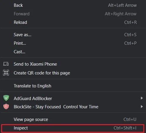 Faites un clic droit sur la page et sélectionnez Inspecter | Comment télécharger des vidéos JW Player