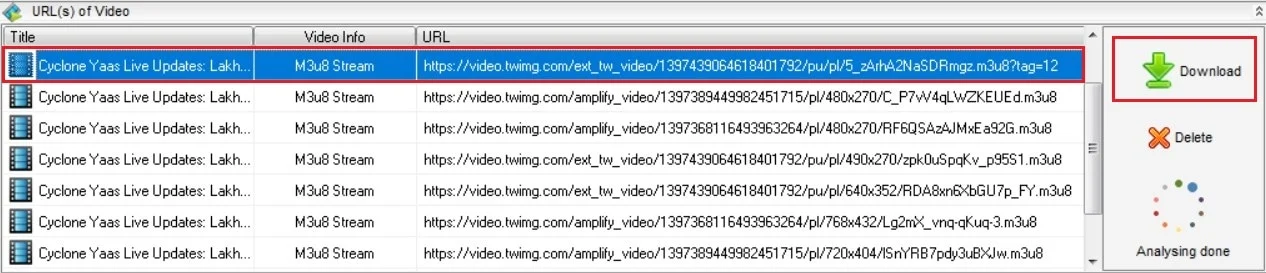 Sélectionnez le fichier et cliquez sur télécharger