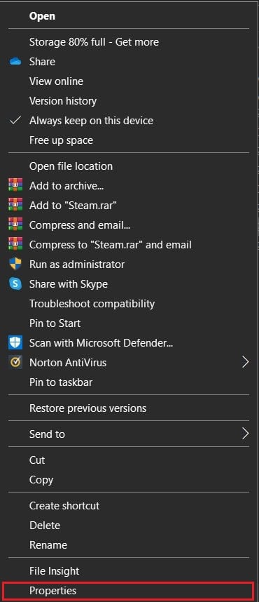 faites un clic droit sur l'application steam et sélectionnez les propriétés