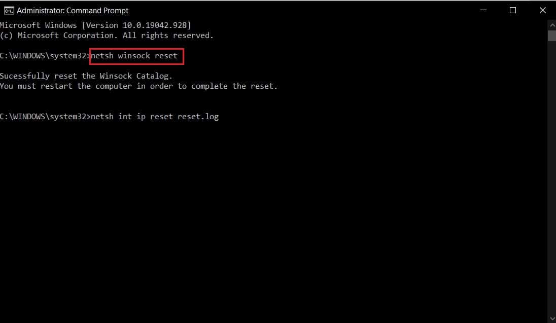 entrez les commandes suivantes pour réinitialiser la configuration réseau | Fix Steam rencontre des problèmes de connexion aux serveurs