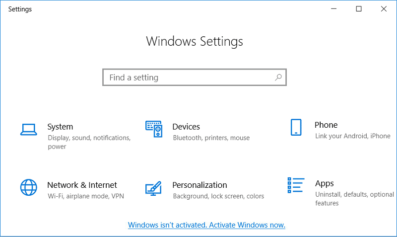 Cliquez sur Windows n'est pas activé. Activer windows maintenant