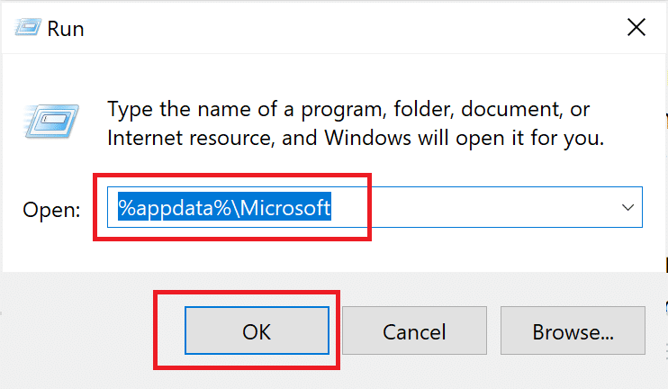 Tapez %AppData%\Microsoft dans la boîte de dialogue