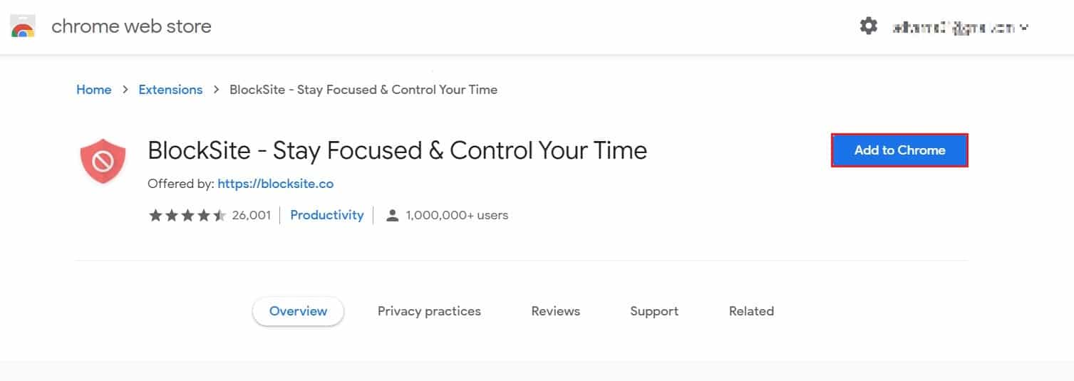 Ajouter l'extension BlockSite à Chrome