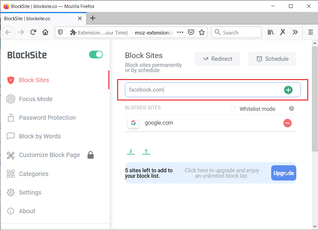 Bloquer des sites sur Firefox à l'aide de l'extension BlockSite