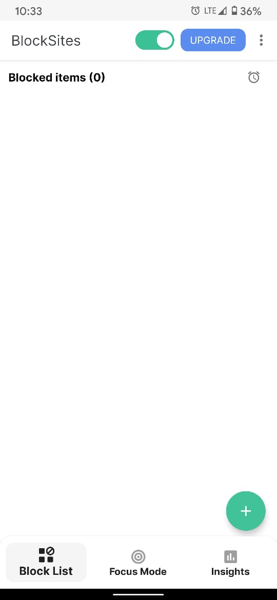 Appuyez sur l'icône verte plus pour commencer à bloquer