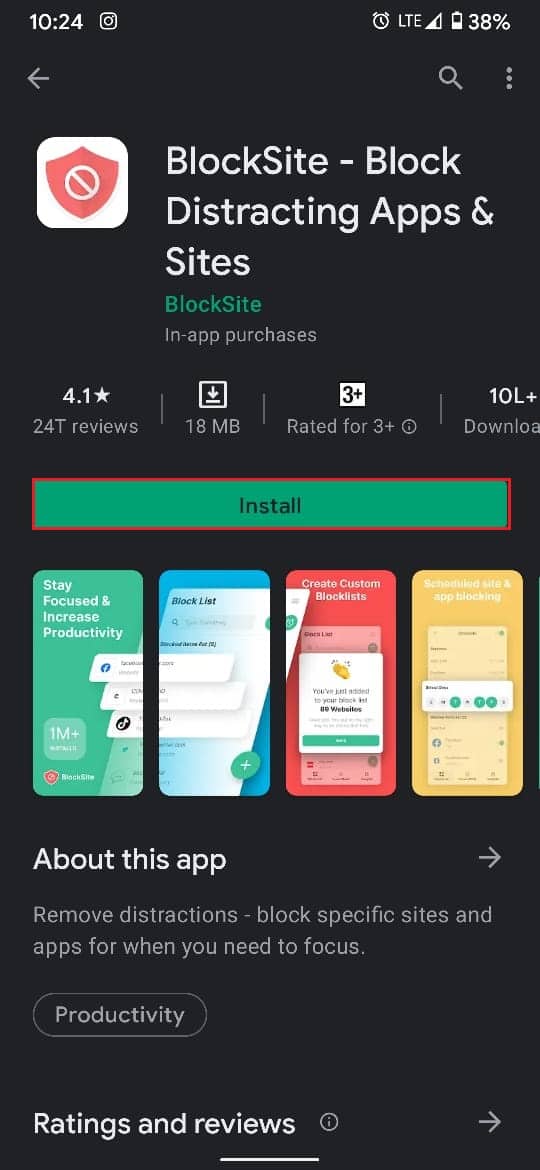 Depuis le Play Store, téléchargez BlockSite