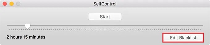 Dans l'application, cliquez sur Modifier la liste noire