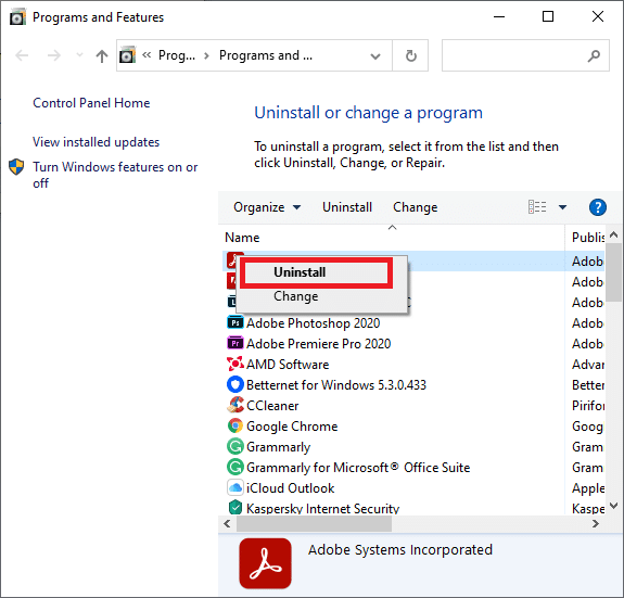 pilih Copot pemasangan