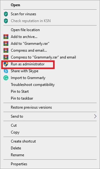 Pastikan penginstal Universal C Runtime dijalankan dengan opsi Jalankan sebagai administrator dipilih.
