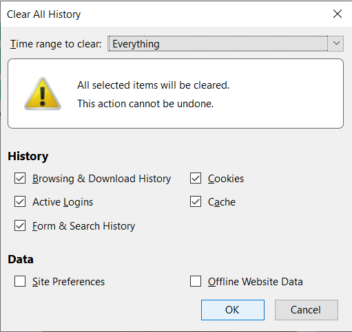 Hapus Riwayat Firefox