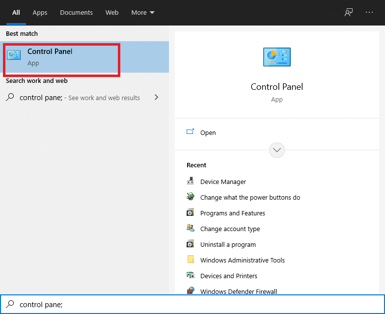 Appuyez sur la touche Windows et accédez au Panneau de configuration, puis sélectionnez Panneau de configuration dans la liste qui s'affiche.| Résoudre le problème de téléchargement lent de League of Legends