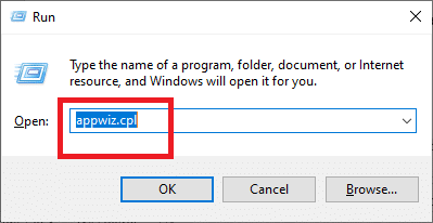 Tapez appwiz.cpl dans la zone et appuyez sur Entrée.