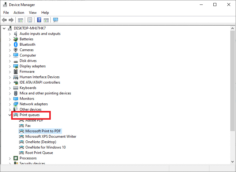 accédez aux imprimantes ou aux files d'attente d'impression