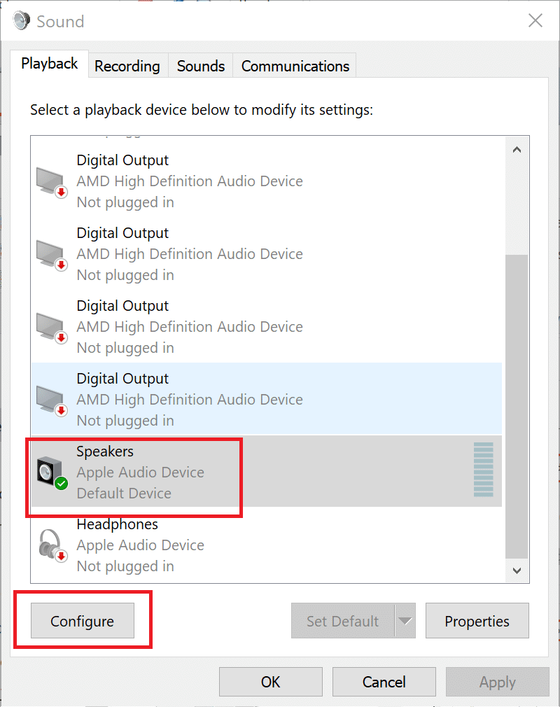 Pilih speaker Anda lagi dan klik Konfigurasi