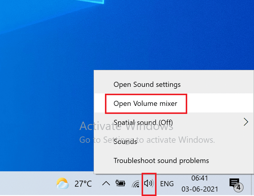 Klik Buka Volume Mixer