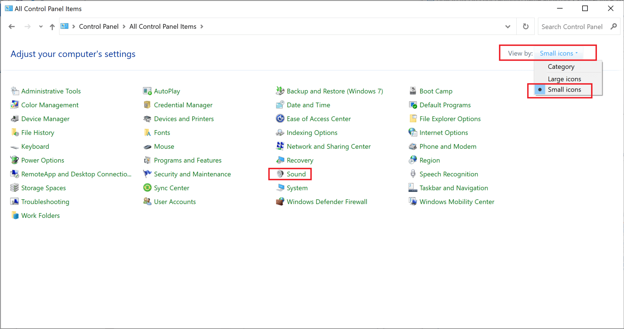 klik pada ikon kecil. Kemudian klik Suara