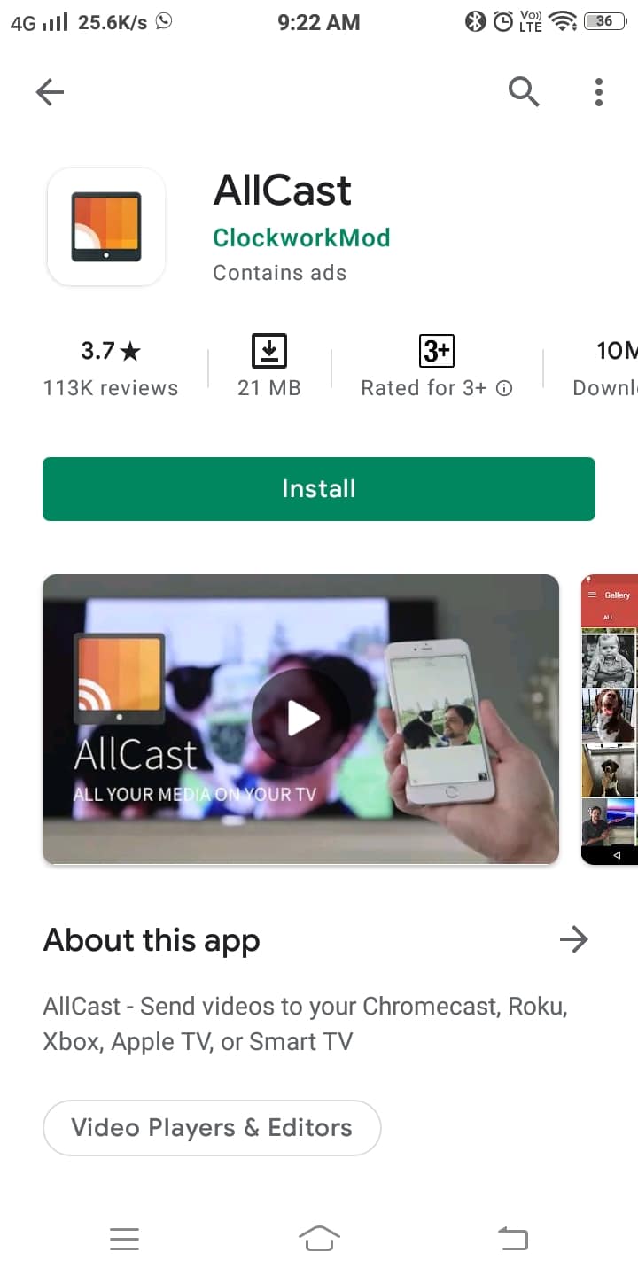 Accédez à l'application Play Store sur votre Android et installez AllCast | Diffusez sur Xbox One depuis votre téléphone Android