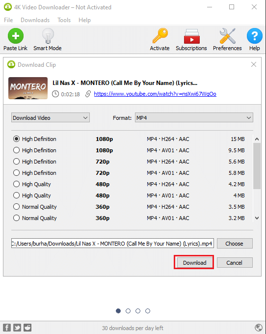 화면 하단에서 다운로드 클릭