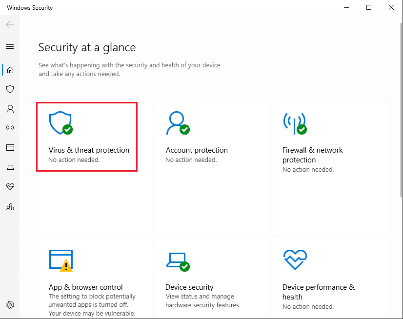 Cliquez sur protection contre les virus et menaces