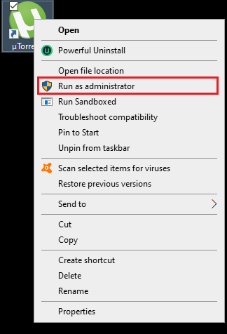 Sélectionnez Exécuter en tant qu'administrateur dans le menu