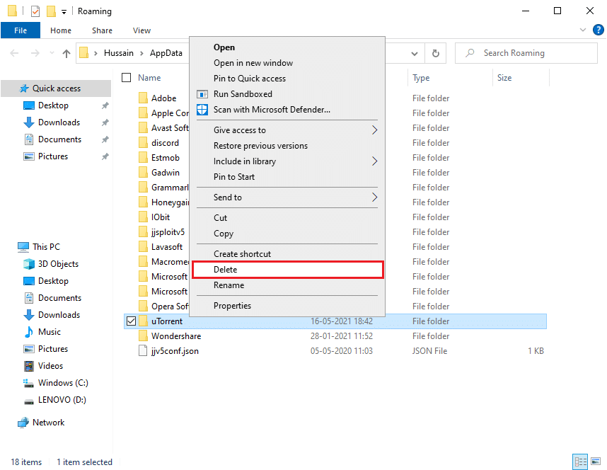 Cliquez sur Supprimer