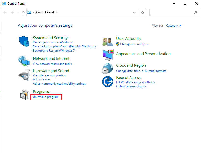 Cliquez sur Désinstaller un programme | Réparer uTorrent ne répondant pas