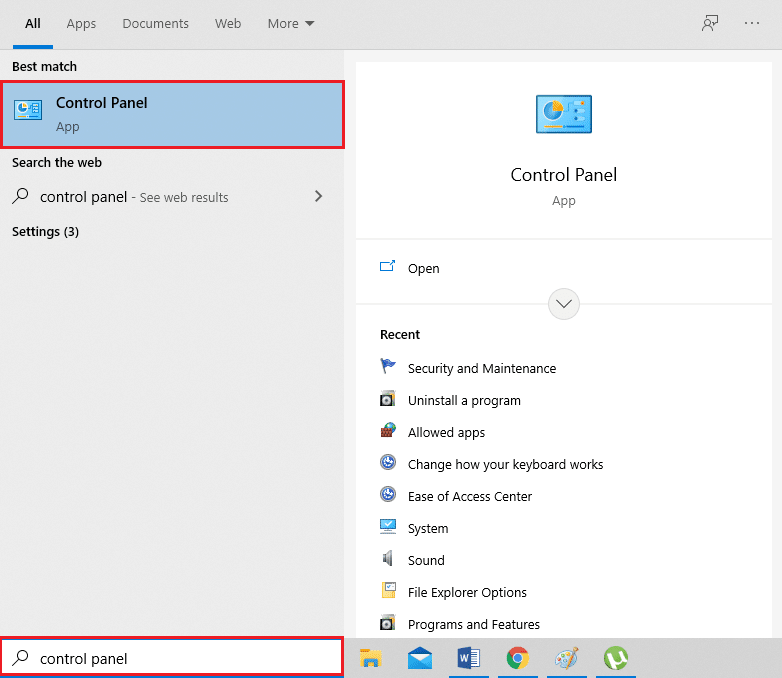 Ouvrir le panneau de contrôle