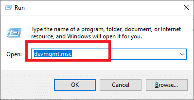 ketik devmgmt. msc di kotak dialog dan klik OK | Memperbaiki: Kesalahan DirectX Fatal 'Final Fantasy XIV'