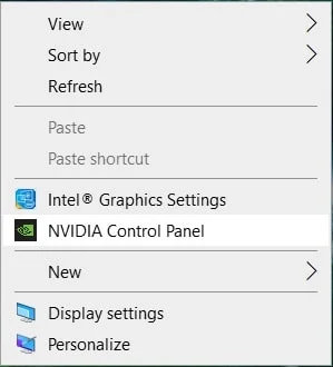 Klik kanan pada desktop di area kosong dan pilih panel kontrol NVIDIA
