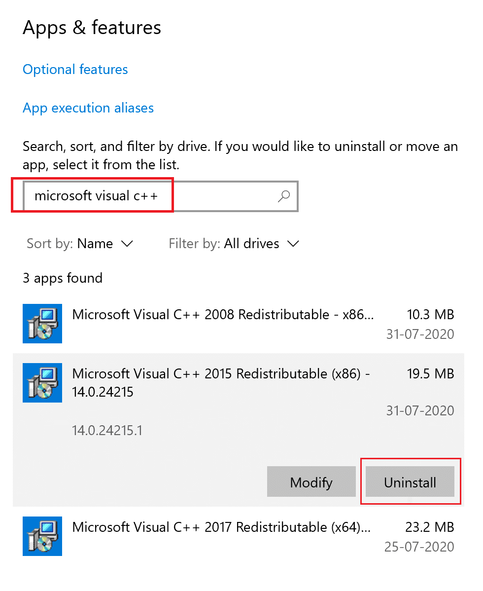 Réinstaller le redistribuable C++