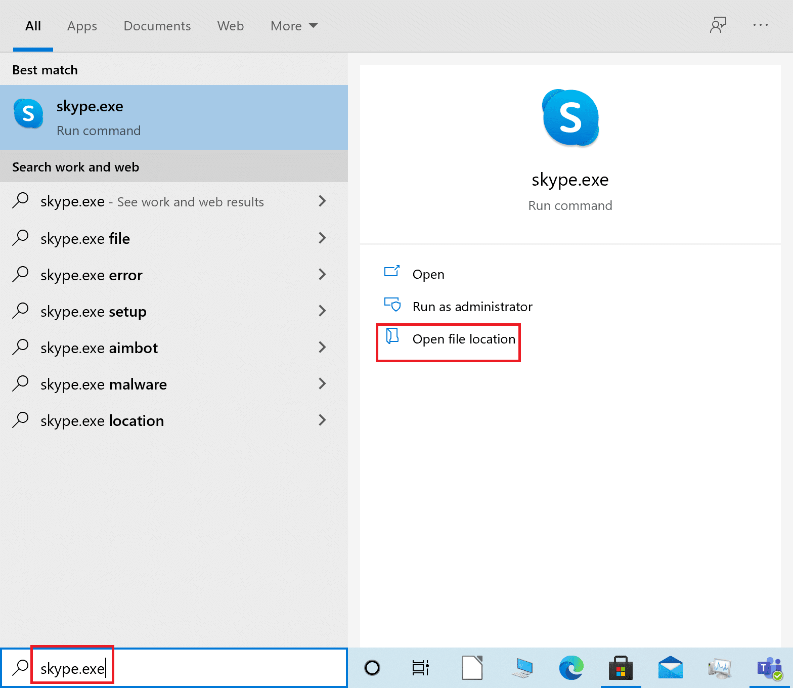 Cliquez sur le résultat de la recherche, puis cliquez sur Ouvrir l'emplacement du fichier | Correction de l'erreur 0xc00007b : l'application n'a pas pu démarrer correctement