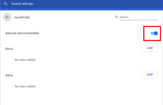 Ayarı İzin Verildi (önerilir) olarak AÇIK konuma getirin