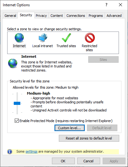 Şimdi, Özel Düzey simgesine tıklayın ve Komut Dosyası başlığına gidin.