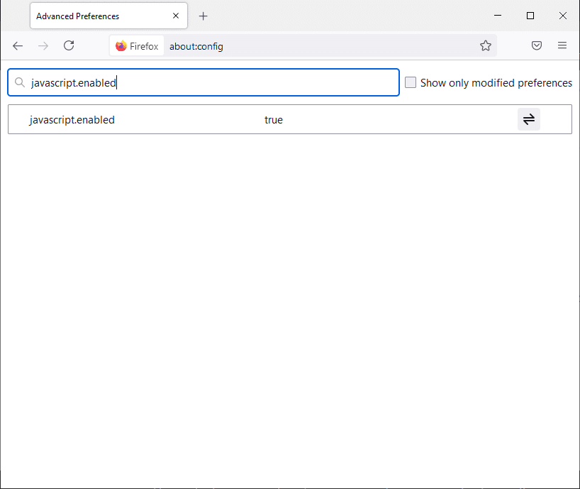 Çift taraflı ok simgesine tıklayın ve aşağıdaki resimde gösterildiği gibi değeri true olarak ayarlayın.