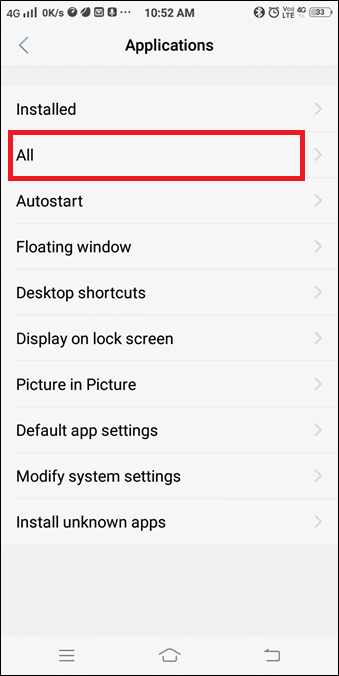 Şimdi Uygulamalar'ı seçin ve Tüm Uygulamalar | Android: 'Henüz Gönderilmedi. Tekrar Dene'- Düzeltildi