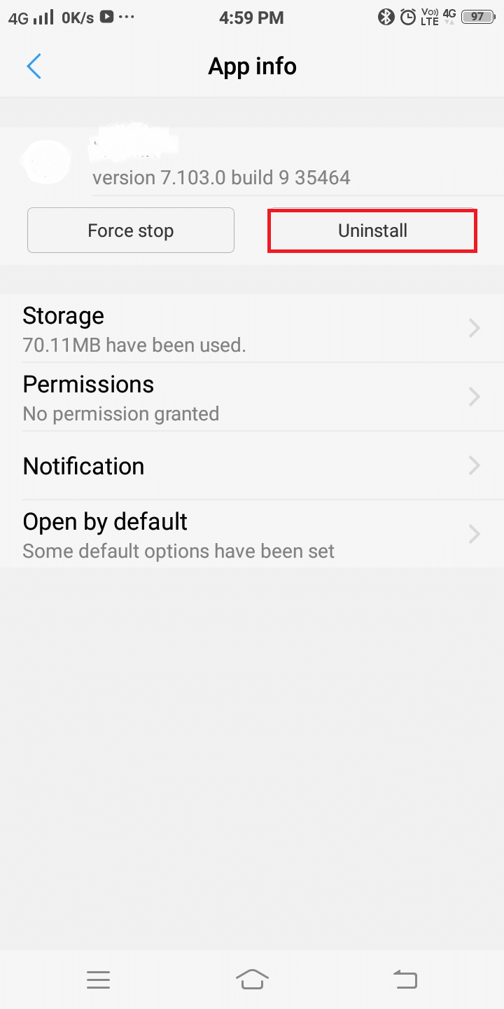 Klicken Sie abschließend auf Deinstallieren | Beheben Sie, dass das Android-Telefon nach dem Zufallsprinzip neu gestartet wird