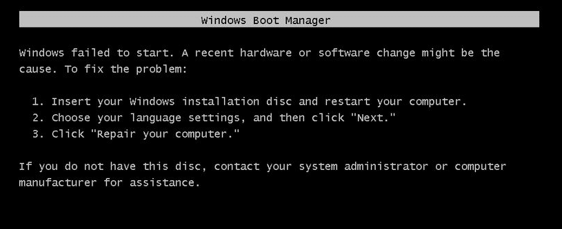 Исправить Windows не удалось запустить. Причиной может быть недавнее изменение оборудования или программного обеспечения.