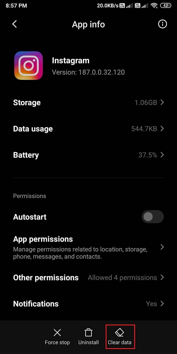 Klicken Sie unten auf dem Bildschirm auf Daten löschen
