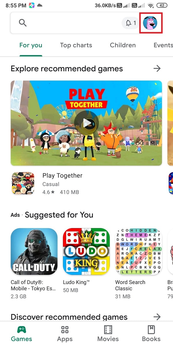 Klicken Sie auf das Profilsymbol in der oberen rechten Ecke des Bildschirms | Fix Instagram lässt mich nicht anmelden