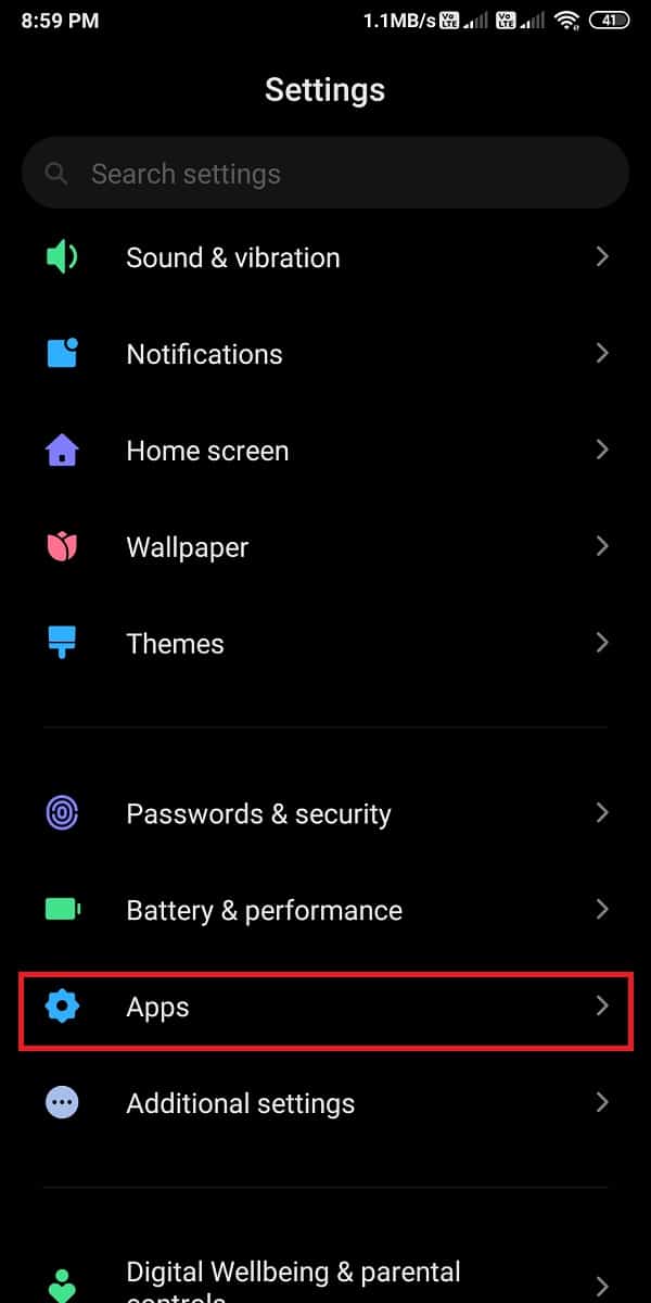 Klicken Sie auf Anwendungen | Fix Instagram lässt mich nicht anmelden